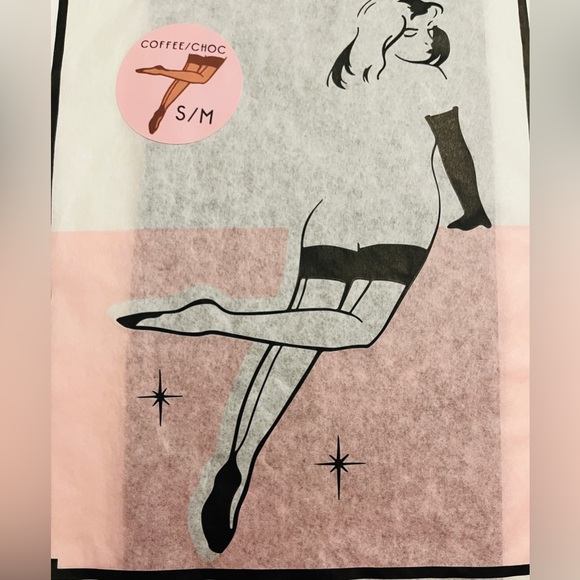 What Katie Did SEAMED STOCKINGS COFFEE with CHOCOLATE seam. S/M New In Package - Picture 1 of 7